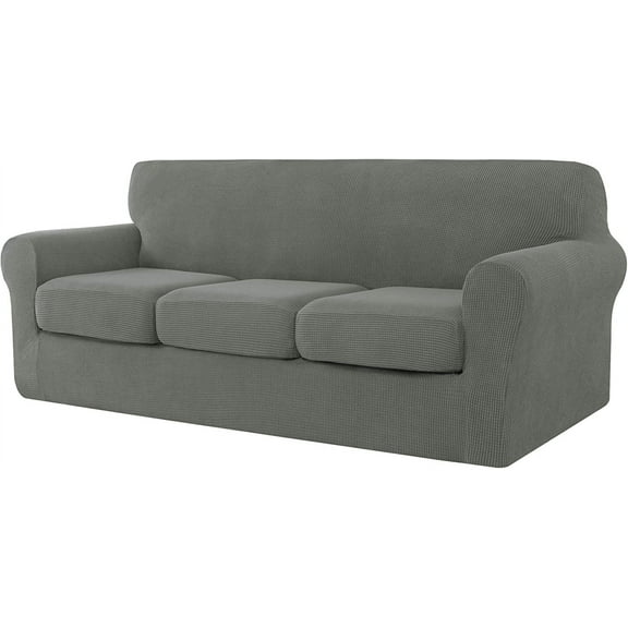 CHUN YI Sofa Cover with Separate Cushion Slipcover Stretch Checks (Sofa, Dove Gray)