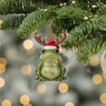 thumbnail image 2 of ViciArt Frog Christmas Ornament, Acrylic or Fiber Wood, Reindeer Antlers & Santa Hat Decor, 2 of 4