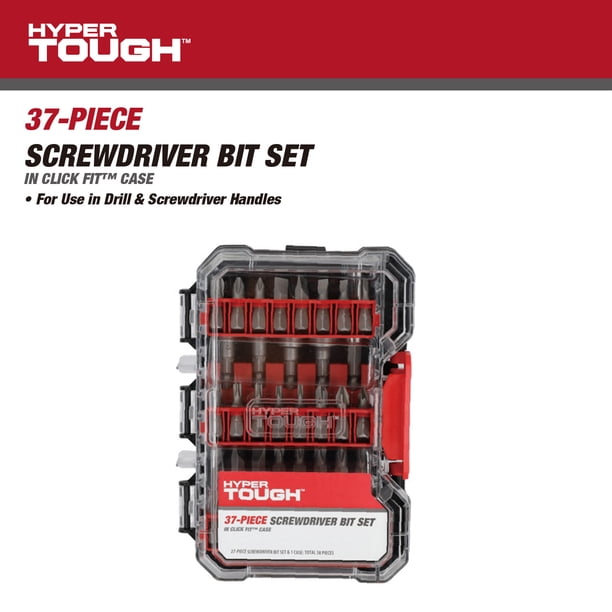 Hyper Tough 37-Piece Screwdriver Bit Set in Click Fit Case