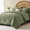thumbnail image 2 of Flymme King Size Comforter Set with Sheets,7 Pieces Green Bed in a Bag King Geometric Textured Shabby Chic Bedding Sets for Man Women Bedroom Décor, 2 of 8