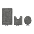 thumbnail image 2 of Better Trends 3 Piece Bath Rugs Set 100% Cotton U-Shape Toilet Mat Soft, Water Absorbent Reversible Machine Washable for Bathroom Decor Toilet Base (Lid 18x20 | 20x20 | 21x34) Gray Lux Collection, 2 of 4