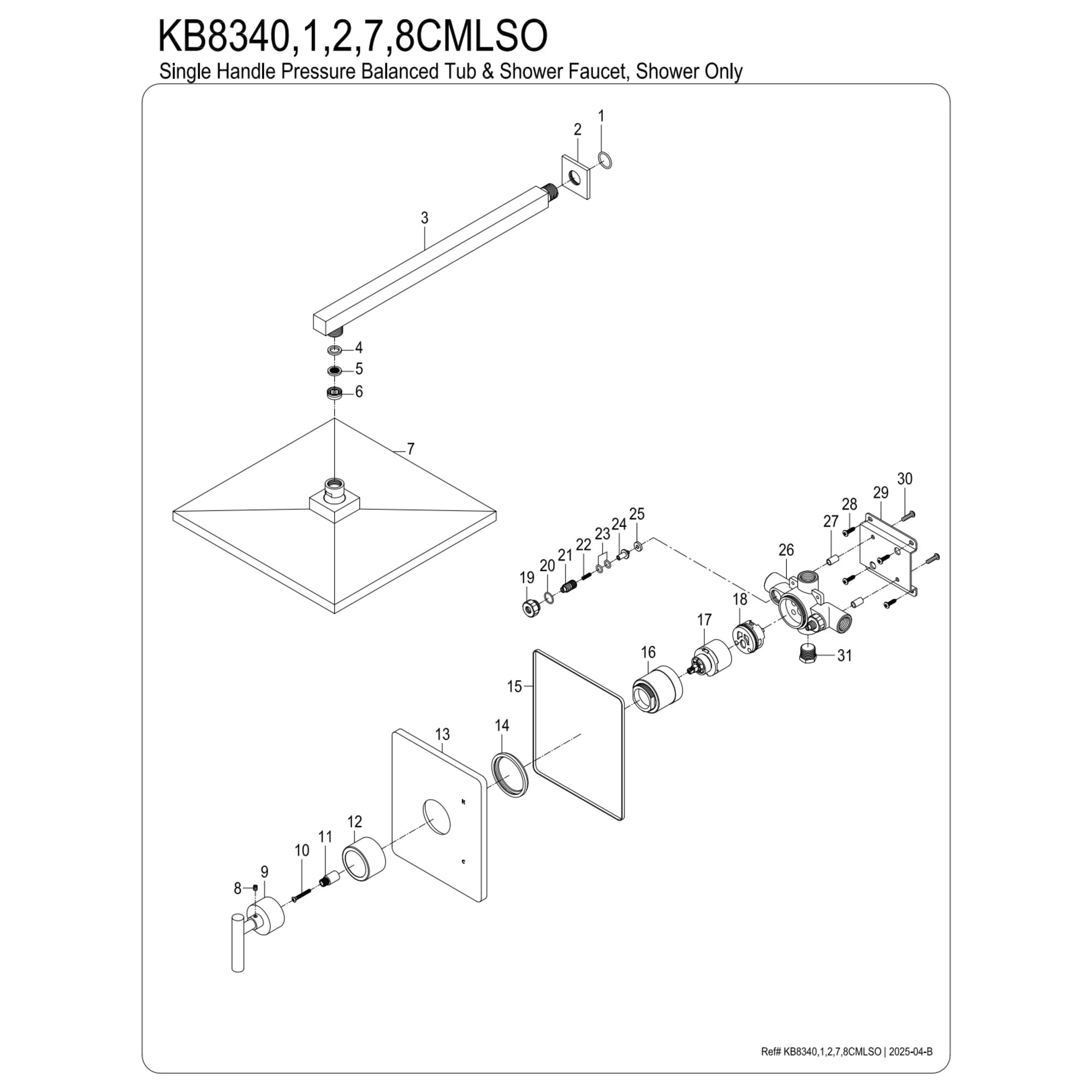 Kingston Brass KB8341CMLSO Manhattan Single-Handle Pressure Balanced Shower Faucet in Polished Chrome