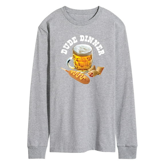 Instant Message - Dude Dinner Beer Corn Dog - Men's Long Sleeve T-Shirt