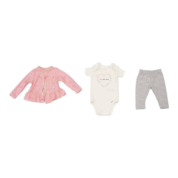 Conjunto George Conjunto, marca George, pañalero manga corta, pantalón y  sudadera conejas beba, talla 0M