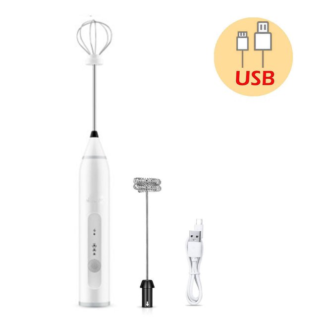 Espumador de leche eléctrico recargable por USB, batidor, espumador, negro LingWen 8390611456313