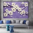 thumbnail image 2 of Mudket Framed Canvas Wall Art White Magnolia Flower Bud Purple Branch Prints Wall Decor Floral Canvas Print Ready to Hang for Bedroom Living Room Glam Decor - 12"L x 8"W, 2 of 10