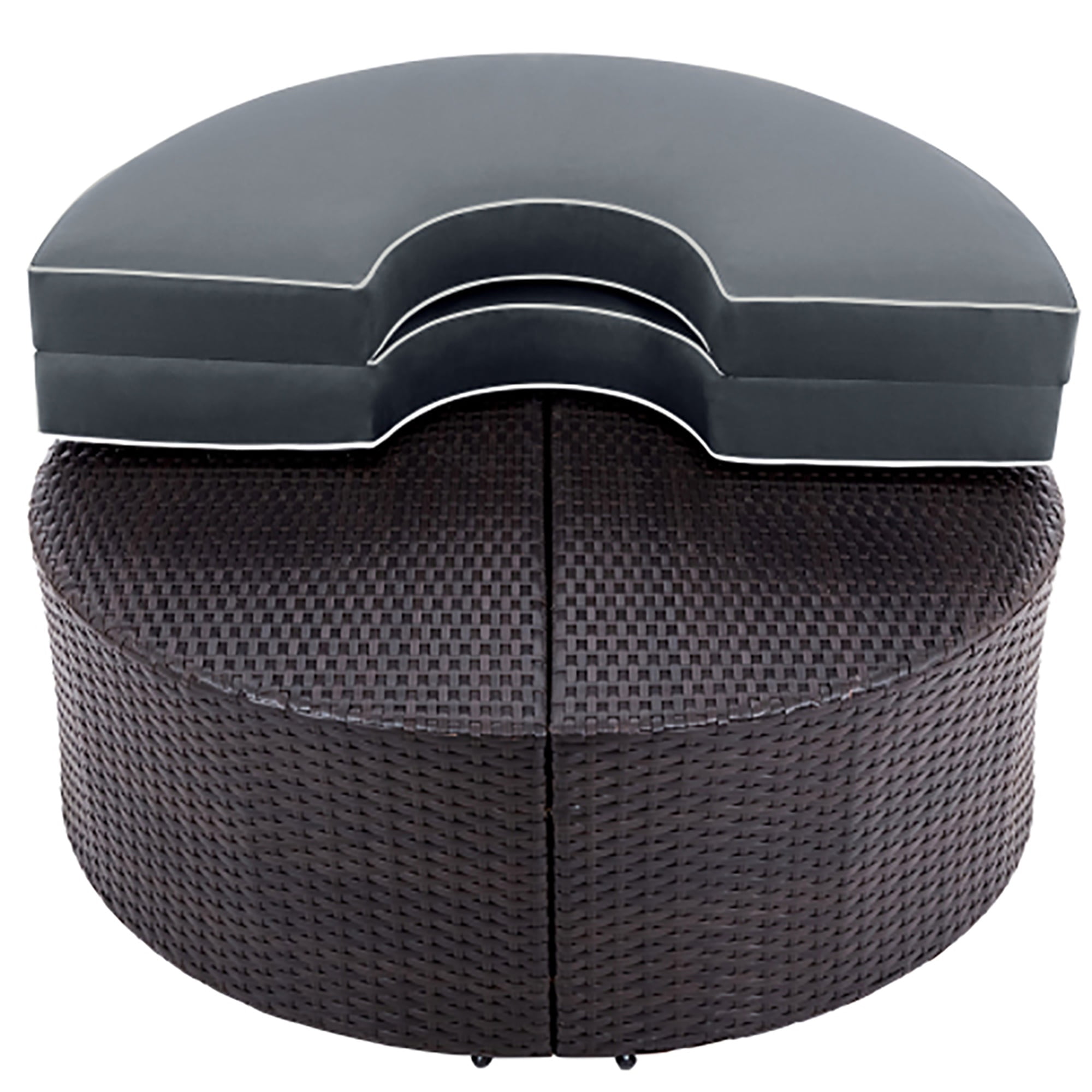 Kadyn Outdoor Combination Semi-circular Patio Rattan Sofa Set with a Storage Side Table for Umbrellas and a Multifunctional Round Table, Brown + Gray PE Wicker Conversation Furniture Set Kadyn Outdoor Combination Semi-circular Patio Rattan Sofa Set with a Storage Side Table for Umbrellas and a Multifunctional Round Table, Brown + Gray PE Wicker Conversation Furniture Set