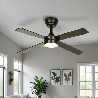 ModFusion 48in Smart Modern Ceiling Fan Light, Remote, App & Alexa Control, 6-Speed, 4 Blades, Black