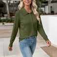 thumbnail image 3 of gbyLJF Womens Collar Button Cardigan Sweaters Lightweight Long Sleeve Knit Shirts Open Front Casual Tops, 3 of 7