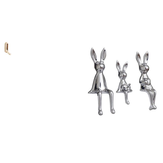 Organizador de ganchos de pared plegable para armario de baño con figuras de familia de conejos, estatuas, escritorio, mesa, centro de mesa, adorno, e