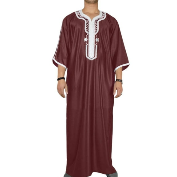 Man Muslims Clothing Short Sleeve Robe Kaftan Male Arabic Middle East Jubba Thobe