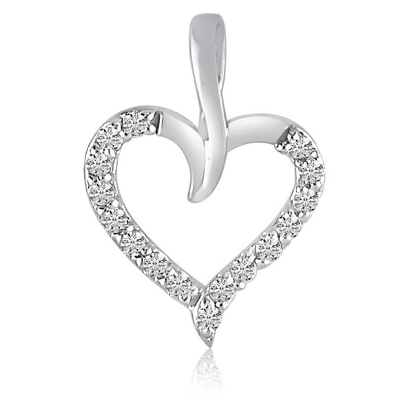14K White Gold Diamond Heart Pendant with 18" Chain
