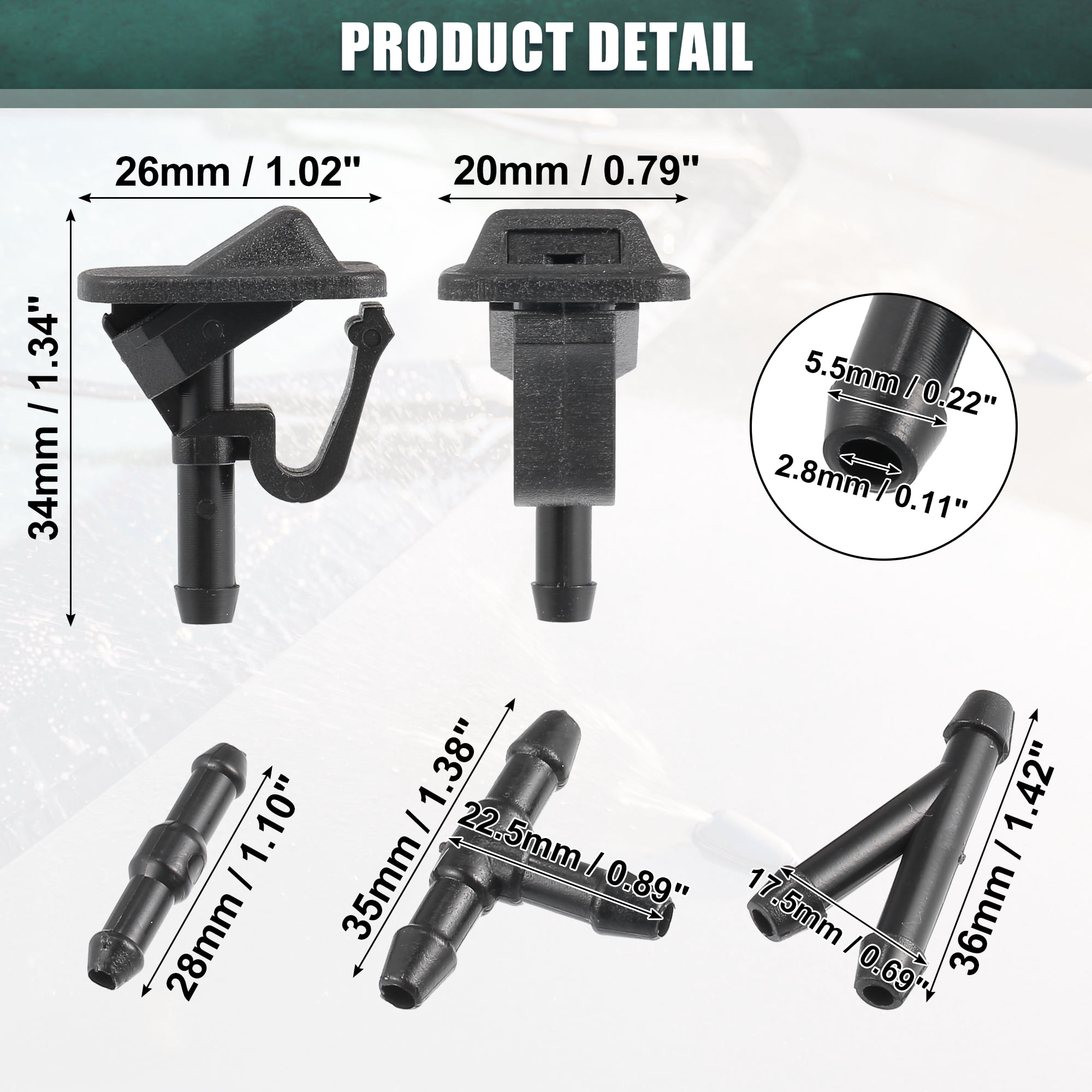Unique Bargains Windshield Wiper Washer Nozzle Set for Jeep Wrangler 2002-2012