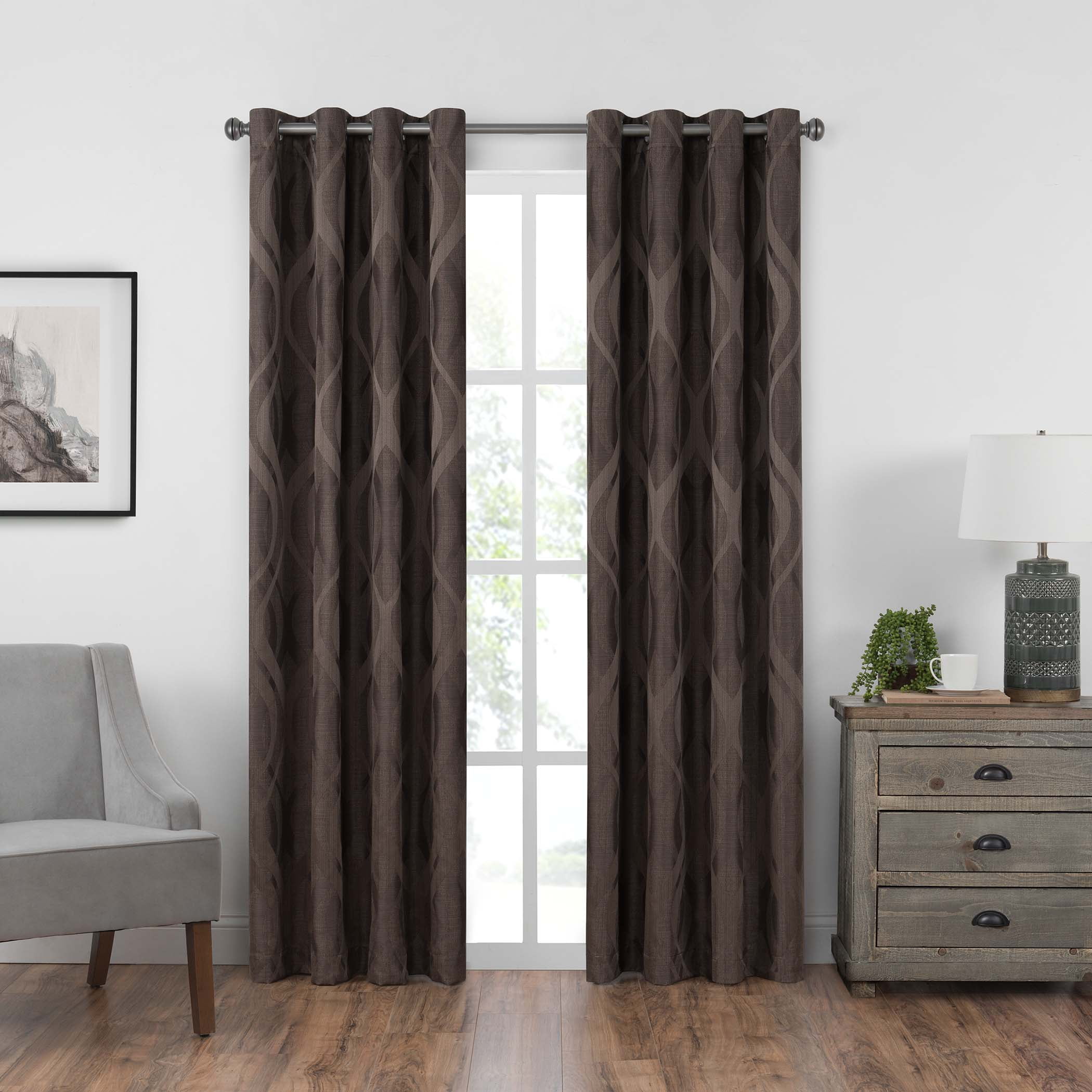 Eclipse Caprese Blackout Grommet Top Single Window Curtain Panel, Espresso Brown, 52 x 95