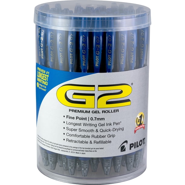 Bolígrafos de gel PILOT G2 punta fina 0,7 mm azul, paquete de 48