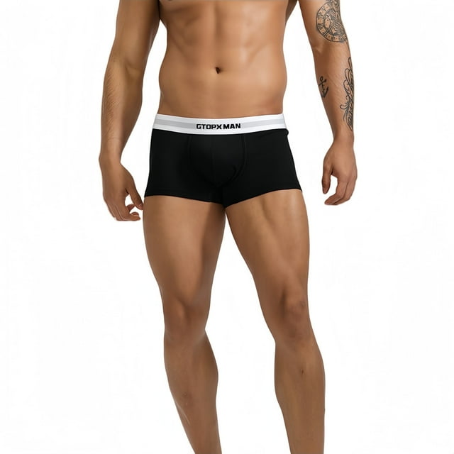 GTOPX MAN Men's Boxer Briefs Soft Ribbed Fabric Breathable Mordern Fit, Color Black, 3-Pack, Size L
