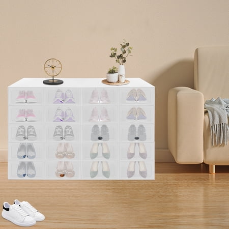 20 Pack Shoe Storage Box for Closet Entryway Thicken Stackable Shoe Rack Toy Storage Organizer Bins