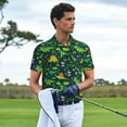 thumbnail image 2 of Kdxio Dinosaurs and Tropical Leaves and Flowers Print Men's Short Sleeve Polo Shirt,Midweight Men's Shirt, 2 of 6