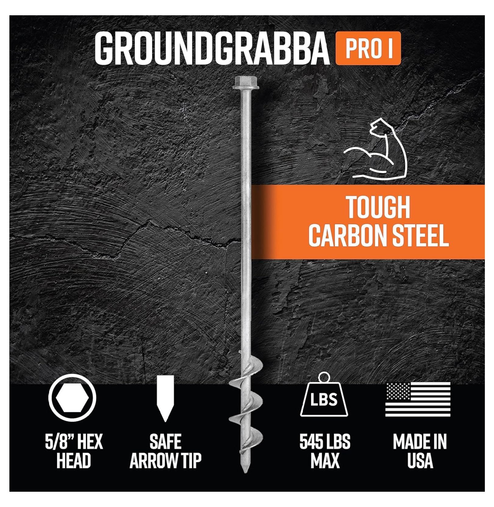 Screw in Tent Stake for Normal to Hard Ground | Premium Drill Driven Ground Anchor Earth Screws | 2X Pro I Stakes (1.5 Foot), 2X Closed , 1X 5/8" Hex Socket Driver