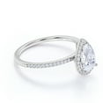 thumbnail image 3 of JeenMata 1.25 Carat Pear Shape Moissanite Halo Engagement Ring in 18k White Gold over Silver, 3 of 10