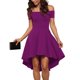 thumbnail image 3 of Vestido skater asimétrico con hombros descubiertos para mujer - Vestido de cóctel de fiesta con manga corta y dobladillo asimétrico, tallas S-2XL, 3 of 6