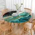 thumbnail image 3 of Teal Marble Gold Line Pattern Round Fitted Tablecloth with Elastic Edge,Dining Table Cover Waterproof,Outdoor Round Tablecloth for Camping,Dining,Indoor and Outdoor, 3 of 7