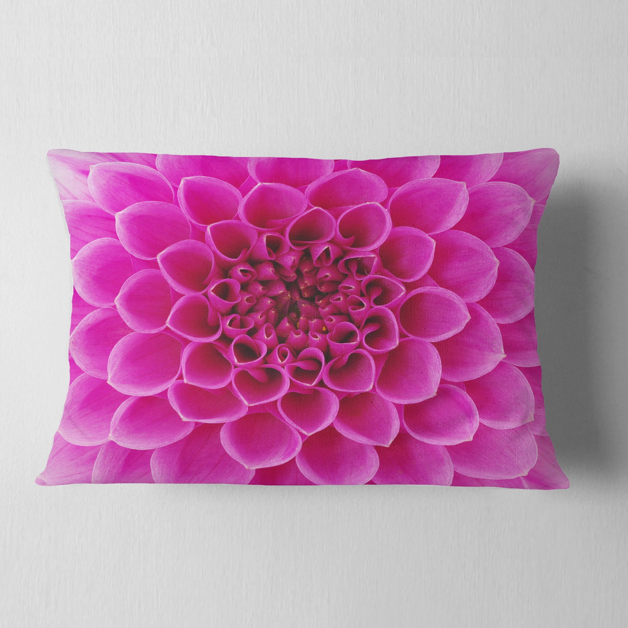 Designart Large Pink Flower and Petals - Floral Throw Pillow - 12x20