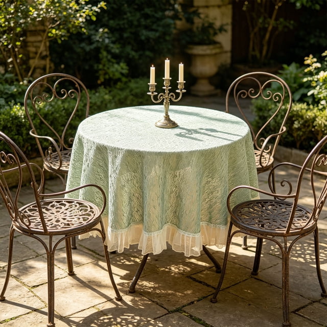 Nappe Ronde de Qualité Supérieure pour Table Basse, Housse Décorative en Tissu Résistant aux Taches, Déco Maison, Vert, JKODE