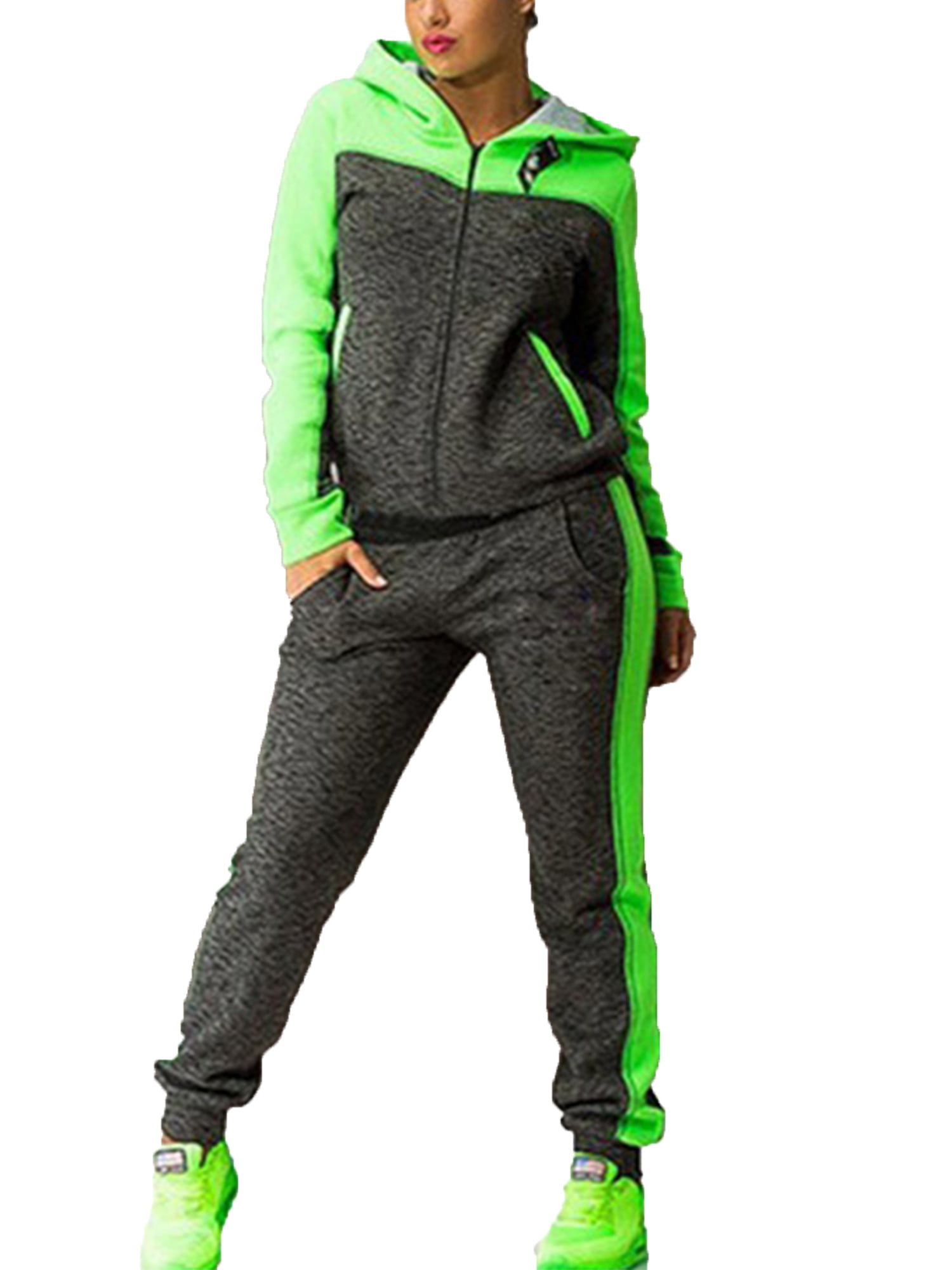 SCASTOE 2Pcs Womens Hoodies Sport Tops Pants Tracksuit Sweatshirt Sweat Suit Jogging Set