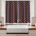 thumbnail image 2 of Ambesonne Yellow Damask Kitchen Curtains, Oriental Leaf Dot, 55"x39", Dark Purple and Yellow, 2 of 3