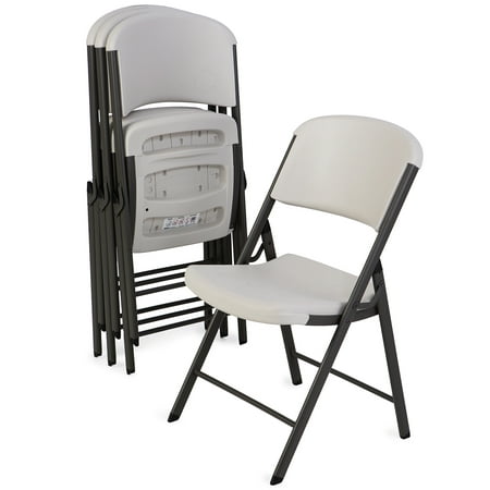 Lifetime Plastic Folding Chair (4 Pack), Almond