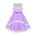 thumbnail image 1 of Flower Girls Dress Purple Lace Belted Wedding Party 6 Years, 1 of 7