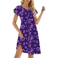 thumbnail image 2 of Fantaslook Women Summer Dresses V Neck Ruffle Sleeve Casual Flowy Sundresses Button Floral Midi Dress with Pockets, 2 of 8