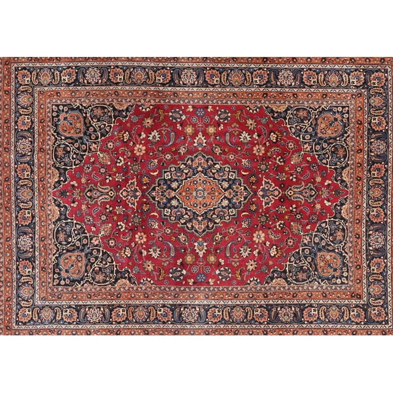 Ahgly Company Machine Washable Indoor Rectangle Traditional Saffron Red Area Rugs, 8' x 10'
