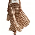 thumbnail image 5 of JGGSPWM Womens Elegant Striped Pleated Flowy Maxi Skirt High Elastic Waist Long Skirts, Soft Loose Fit Vacation Daily Wear for Spring Summer Yellow XL, 5 of 7