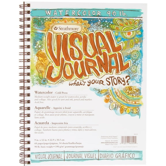 DIXON TICONDEROGA/STRATHM 46049 VISUAL JOURNAL WATERCOLOR 90# 9 X 12 34 SHEET PAD