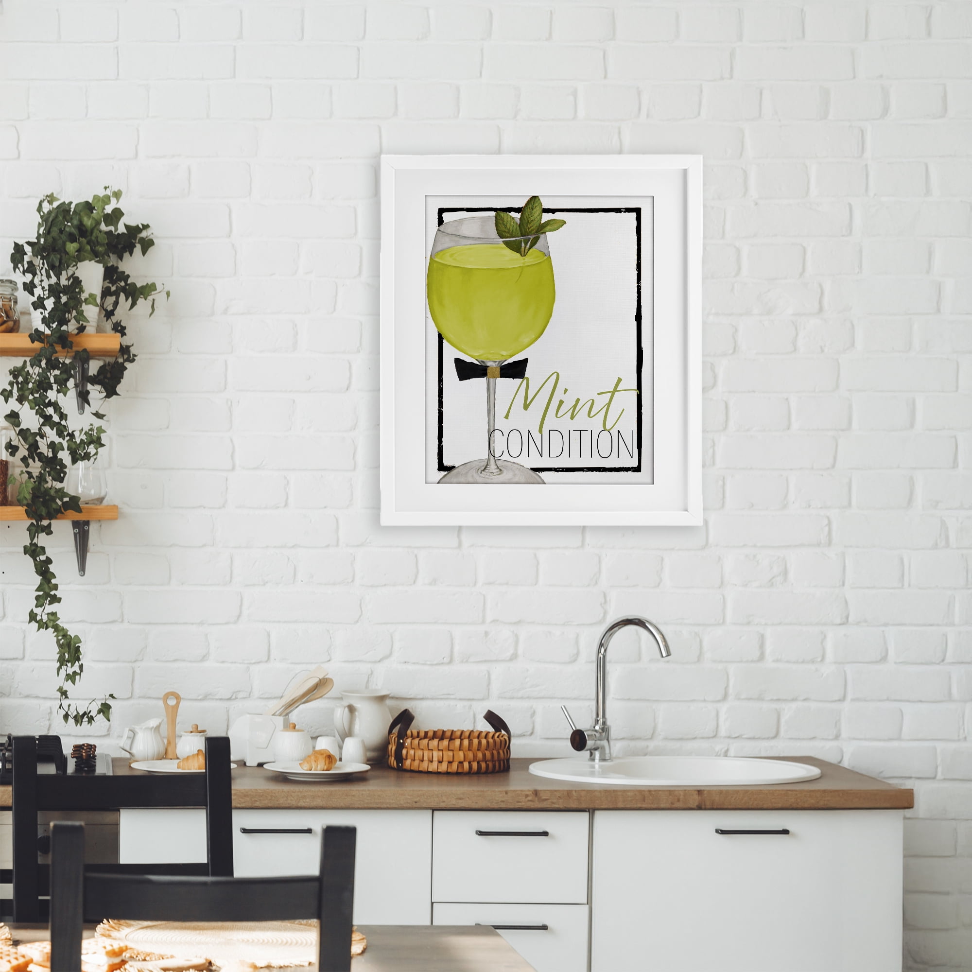 Stupell Industries Mint Condition Cocktail White Framed Print Under Glass, design by Lorenzo Collective
