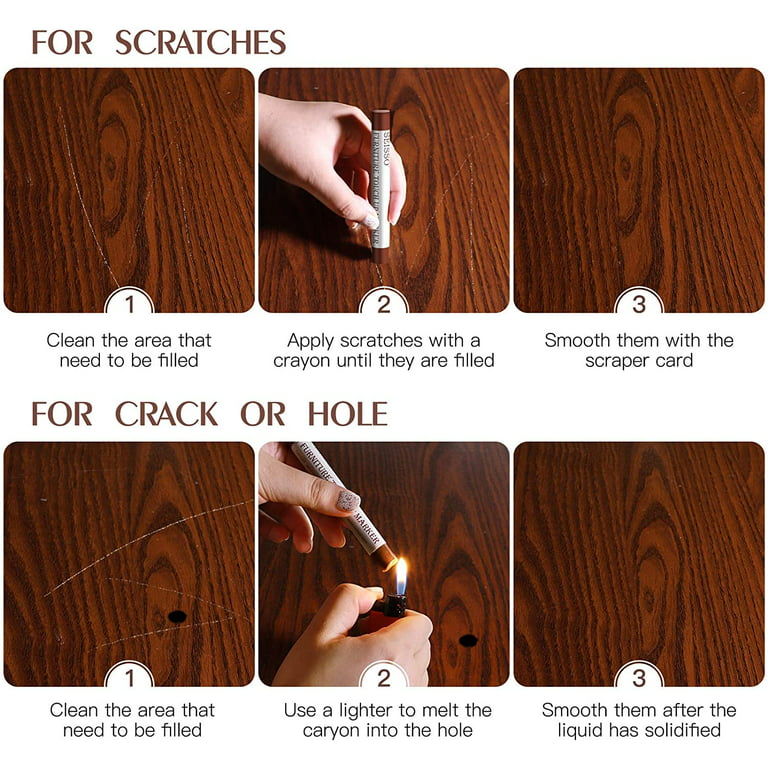 SEISSO Wood Filler Sticks, 10 Colors Wooden Furniture Repair Touch Up Wax  Crayon Wood Repair Kit, Wood Floor Repair Wax Sticks Pens for Scratches,  Holes, Wooden Floor, Table, Door, Cabinet 