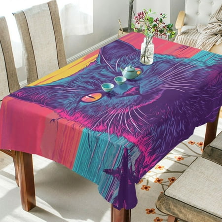 

WOBOGO Cat before Sunset Square Tablecloth 54×72in Polyester Fabric Tablecloth Washable Dust Resistant Wrinkle Resistant