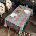 thumbnail image 2 of Red Teal Checkerboard Checkered Pattern Rectangle Tablecloth 60"x120",Waterproof Polyester Rectangle Table Cloth, Wipeable Spillproof Polyester Tablecloth for Dining, Camping, Indoor and Outdoor, 2 of 6