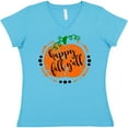 thumbnail image 3 of Inktastic Happy Fall Y'all Pumpkin Women's V-Neck T-Shirt, 3 of 5