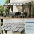 thumbnail image 6 of ASJMR 10x12FT Wall Mounted Gazebo with Polycarbonate Roof,Metal Frame Lean to Gazebo With Double Curtains for Garden Lawn Backyard Deck,Sand, 6 of 8