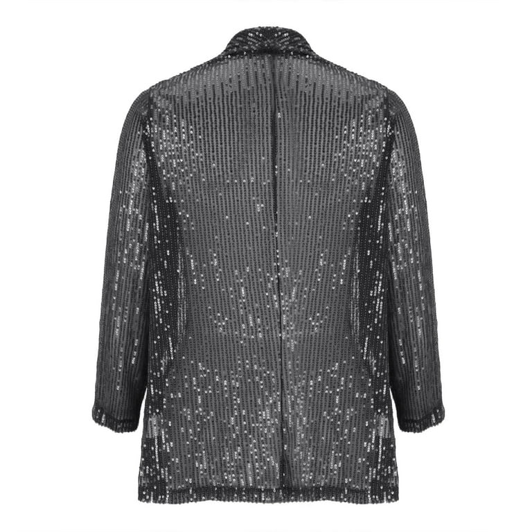 Brnmxoke Women's Sequin Cardigan Fall Open Front Cover Up