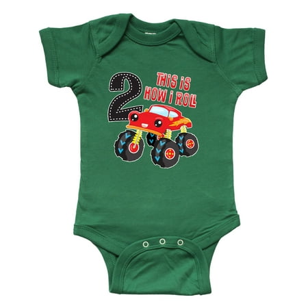 

Inktastic Monster Truck How I Roll 2nd Birthday Gift Baby Boy Bodysuit