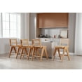 thumbnail image 3 of Dayalane 26" Rattan Counter Height Bar Stools Set of 2, French Bar Stools with Cane Back, Wooden Farmhouse Kitchen Chairs Counter Stools with Footrest for Kitchen Island Bistro Bar, Natural, 3 of 8
