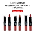 thumbnail image 2 of Ebo Matte Lip Dual Lipstick & Matte Finish Lipgloss Long Lasting 20 Pink, 18 Natural &16 Nude ( 3 Pack ), 2 of 4