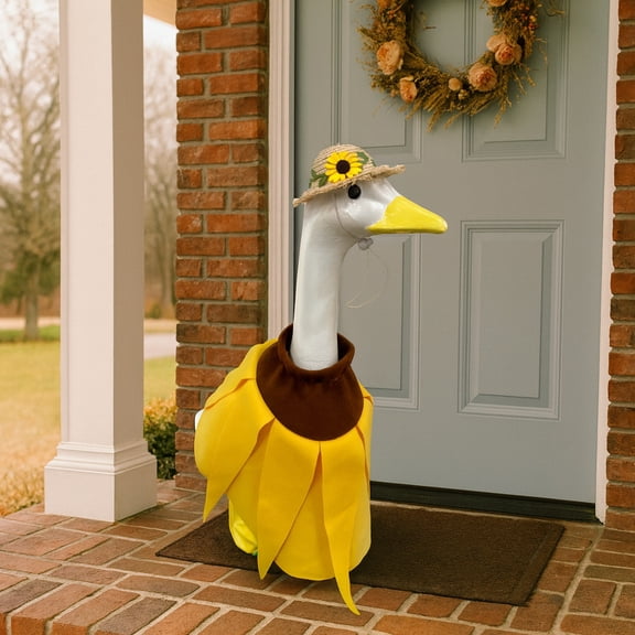 Sunflower Porch Goose Clothes, Fits Large 23" Statue, Lawn Goose Outfit for Spring Summer Thanksgiving Party Outdoor Decor