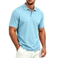 thumbnail image 2 of JULMCOMO Polo Shirts for Men Collared 3 Buttons Short Sleeve Lightweight Regular Fit Casual Golf Shirt Comfy Classic Tees Light Blue 2XL, 2 of 9