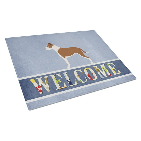 Caroline's Treasures Pit Bull Terrier Welcome Glass Cutting Board Large