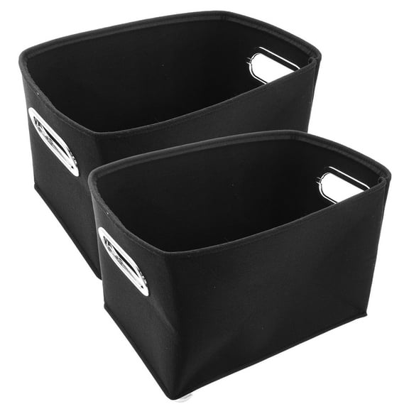 Masteelf 2 pcsCollapsible Felt Storage Box Foldable Basket Bin with Carry Handles for Baby Clothes Toys Blankets and Home Organization